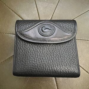Vintage 90s Dooney & Bourke Black Pebble Leather Wallet Duck Logo